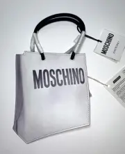 Moschino Jeremy Scott WHITE & BLACK trompe l'oeil ILLUSION mini shopping bag NWT