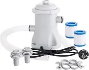 Kavolet Filter Pump 16 W Pool Filter Pump 330 GPH Paddling Pool Electric Water Pump with 2 Pool Filter Cartridges Pool Pump Above Ground Small Cartridge Filter System