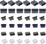 36 PCS 6 Types USB anti Dust Cover Plugs, Silicone Soft Micro USB Cap Port