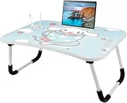 Kawaii Laptop Desk Foldable Kawaii Bed Desk Table Cute Folding Breakfast Tray Portable Lap Standing Desk Notebook Stand Reading Holder for Bed/Couch/Sofa/Floor (Blue)