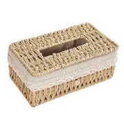 Car Tissue Box Facial Tissue Dispenser Woven Napkin Box Bathroom Tissue Box Cover Seagrass Tissue Box Holder