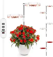 Grow Light Full Spectrum Plant Light for Indoor Plants, Height Adjustable Growing Lamp with Auto On/Off Timer 3/9/12H, 10 Dimmable Levels, 3 Light Modes Small Grow Light (Dual Head)