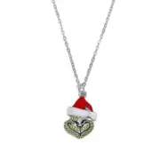 Grinch Green Crystal Rhinestone 18" Necklace NEW Grinchmas