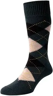 [Pantherella] Mens Racton Argyle Merino Wool Socks - Racing Green