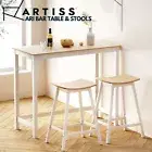 Artiss Bar Table and Stools Kitchen Dining Set Solid Wood Desk Chairs Cafe Pub