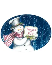 Certified International Snowman Greetings Oval Platter