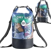 [Generic] Dry Backpack | Dry Bag Backpack Waterproof Roll Top Lightweight with Phone Case,20L Portable Storage Transparent Large Capacity Pack for Boating, Swimming, Paddle Boarding