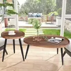 Set of 2 Vintage Wooden Nesting Coffee Table Sofa Side Table Hallway Livingroom