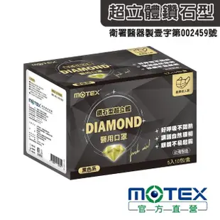 【MOTEX 摩戴舒】鑽石型醫用口罩(黑色)
