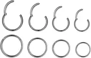 [HQLA] 16G Surgical Steel Hinged Clicker Segment Nose Rings Hoop Helix Cartilage Daith Tragus Sleeper Earrings Body Piercing for women 6mm 8mm 10mm 12mm 14mm