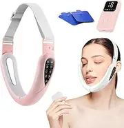Contourflex 4-in-1 Massager for Face, Contour Flex Facial Sculpting Device for Double Chin, 5 Nursing Modes & 15 Levels of Intensity &180° Foldable, Reduces Sagging Skin (Pink)