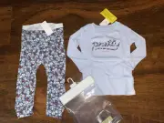 Baby Gap 12-18 Blue Floral PRETTY AWESOME PJ PAJAMA SET Long Sleeve & Pants NWT