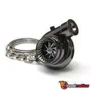 Boostnatics Rechargeable Electric Turbo Keychain Keyring w/ Sounds & LED - Black
