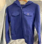 NWT Champion Zip Up Hooded Fleece Jacket Blue Size Youth Large 12-14