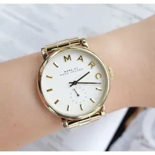 MARC BY MARC JACOBS Baker 白色面錶盤 金色不鏽鋼錶帶 石英 女士手錶 MBM3243