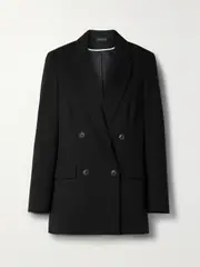 [RAG & BONE] RAG & BONE - Icons Andie Double-breasted Wool-blend Twill Blazer - Black - US12 US 12 Black