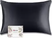J JIMOO 100% Mulberry Silk Pillowcase for Hair and Skin, Both Sides 19 Momme Pure Natural Silk Pillowcases Soft Breathable King 20''×36'', Dark Grey 1 Pack