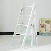 Outdoor Home Dual-Purpose Step Stool,Step Ladder Chair - Foldable Shelf - Library Steps Bookshelf Plant Stand for Storage and Decoration,B