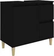Bathroom Under Sink Cabinet, Bathroom Vanity Base Unit Storage Floor Cabinet Bathroom Cabinet Black 65x33x60 cm Engineered Wood