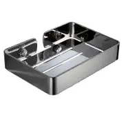 304 Stainless Steel Soap Box Wall-mount No-puncture Bathroom Door (silver Short)