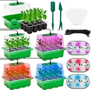 5 Set Seed Starter Trays Kit with 3 Colors Grow Light Starting Tray with Adjust