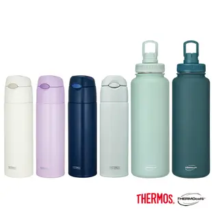 【獨家1+1組】THERMOS 膳魔師 不鏽鋼吸管真空保冷瓶550ml+凱菲 彈蓋直飲真空保溫瓶1200ml