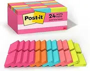 Post-it Mini Notes, 34.9 mm x 47.6 mm, 24 Pads, America's #1 Favorite Sticky Notes, Poptimistic Post-it Notes, Power Pink, Aqua Blue, Vital Orange, Neon Green, Guava Pink