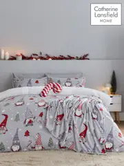 Catherine Lansfield Silver Grey Christmas Festive Gonk Cosy Fleece Duvet Cover Set (AC4044) | $58 - $92