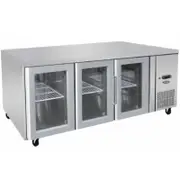 Atosa Glass Three Door Undercounter Fridge Table – 450 Litre