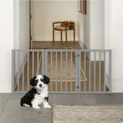 3 Panel 61cm Petzly Pet Gate Dog Fence Safety Barrier Security Door Grey