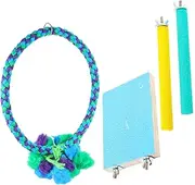 SUPVOX Bird Swing Toy 4pcs Parrot Chewing Toys Set Bird Cage Toys Springboard Swing Grind Stick for Cockatiel