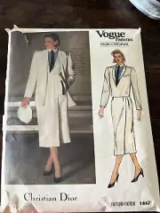 Vintage 80s Vogue Pattern Christian Dior Coat Jacket Skirt Shirt Pattern Size 10