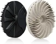 BEAUTAIL® Silicone Body Scrubber 5th Gen 2 Pack, Gentle Exfoliating Shower Brush for Sensitive Skin, Innovative Silicone Bristles Design for Lather Well, Ergonomic No-Slip Handle (Black+Starlight)