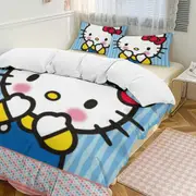 v454 Hello Kitty 3-Piece Twin Bed Set - Includes 1 Single Comforter And 2 Pillowcases Bedding - Fade Resistant Microfiber - Hello Kitty io454