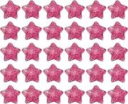 uxcell 60 Pcs Flat Back Resin Charms, Glitter Star Charms Bulk Mini Star Shape Flat Back Beads Embellishments for DIY Crafts Phone Case, Rose Red