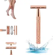 Jodial Exfolilux Safety Edge Razor for Women and Men - Rose Gold Double Edge With 5 Platinum Coated Blades (B)