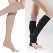 Men Women Compression Stockings Thigh High Medical Flight Travel Open Toe Socks