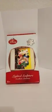 Vintage Disney Mickey & Minnie Mouse Lighted Christmas Sculpture 15” In Box New!