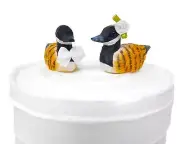 Canada Goose Cake Topper Bride Groom Love Wedding Engagement Carved Wood Statue