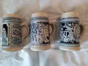 (3) Authentic Western German Beer Mugs, Excellent Condition