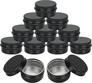 50 Pack 1oz Aluminum Tins with Lids, 30 ml Refillable Tin Containers Screw Top, Round Lip Balm Tins, Small Metal Storage Travel Tin Cans for Salves, Candles, Cream, Cosmetics, Spices (Black)