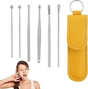 Ear Wax Cleaning Tool Set,Ear Wax Picking Tool | Spring Ear Wax Cleaner Tool Set with Leather Case, Earbud Design, Spiral Ear Spoon Dobooo