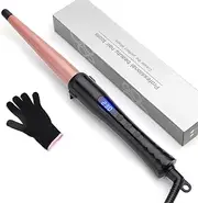 NAQBC 1 1/2 Inch Curling Wand, 100% Tourmaline Ceramic Oil Hair Curling Wand with Anti-Scald & 3 Heat Setting, 1H Auto Set-Off Hair Flat Iron for All Women Hair