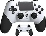 [2024 New Version] Wireless Controller with Hall Joystick for PS4,Pro,Slim - Wireless Controller with Built-in Speakers/Precise Joysticks/Turbo/Advanced Buttons Programming(WhiteBlack)
