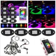 8 Pcs RGB LED Car SUV Chassis Decoration Lights Rock Lamps Bluetooth APP Control