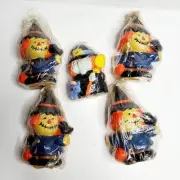 Vintage Halloween Candles Witch Scarecrows New 5"