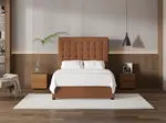 My Style Buttoned Headboard & Slimline Base - Double / Gingerbread / Standard Base