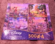 Thomas Kinkade Disney 4 x 500 PC Jigsaw Puzzle NIB Fantasia Rapunzel Mickey Pooh