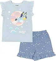 [Bluey] Girls T-Shirt and French Terry Shorts Outfit Set Toddler to Little Kid