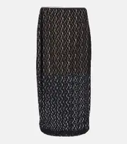 [Vince] Vince Floral sheer smocked lace midi skirt AU 12 black